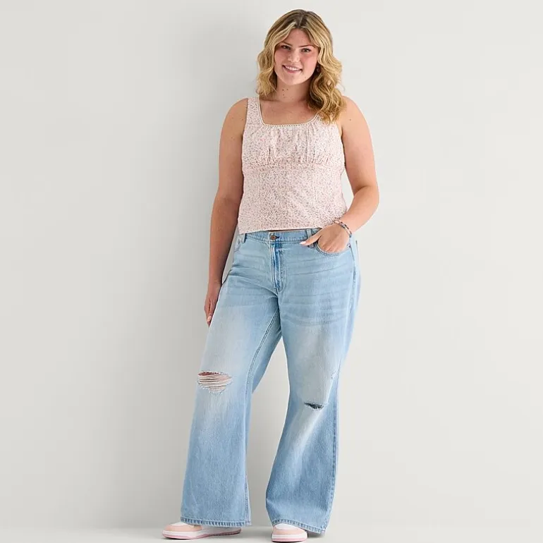 Arizona Womens Juniors Plus Low Rise Bootcut Jean