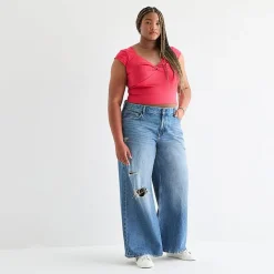 Arizona Womens Juniors Plus Low Rise Baggy Fit Jean