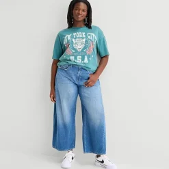 Arizona Womens Juniors Plus Low Rise Barrel Jean