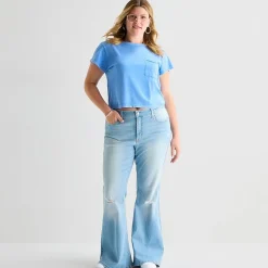 Arizona Womens Juniors Plus Low Rise Flare Leg Jean
