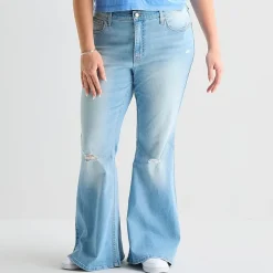 Arizona Womens Juniors Plus Low Rise Flare Leg Jean