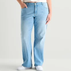 Arizona Womens Juniors Plus Low Rise Straight Leg Jean