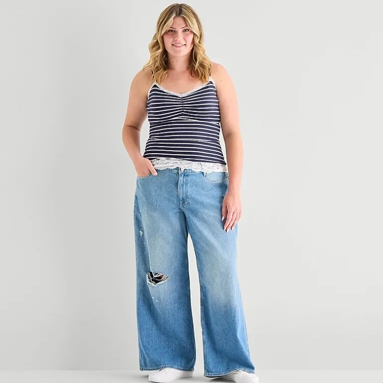 Arizona Womens Juniors Plus Low Rise Baggy Fit Jean