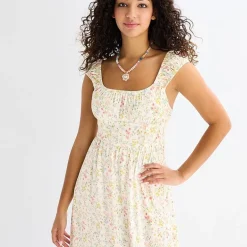 Arizona Womens Juniors Round Neck Short Sleeve Maxi Dress