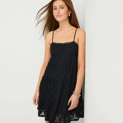 Arizona Womens Juniors Round Neck Sleeveless Babydoll Dress