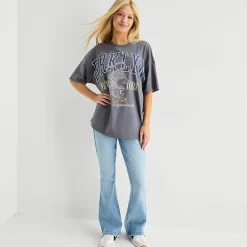 Arizona Womens Juniors Round Neck Short Sleeve Oversized Graphic T-Shirt