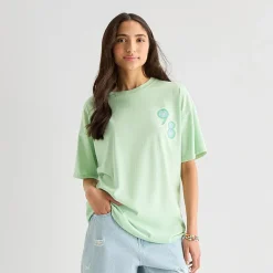 Arizona Womens Juniors Round Neck Short Sleeve Oversized Graphic T-Shirt