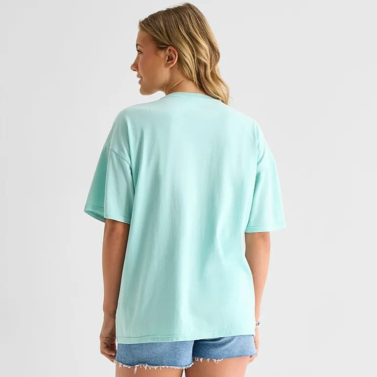 Arizona Womens Juniors Round Neck Short Sleeve Oversized Graphic T-Shirt