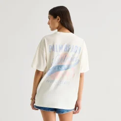 Arizona Womens Juniors Round Neck Short Sleeve Oversized Graphic T-Shirt