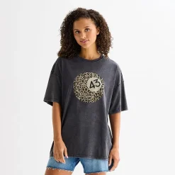 Arizona Womens Juniors Round Neck Short Sleeve Oversized Graphic T-Shirt