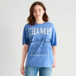 Arizona Womens Juniors Round Neck Short Sleeve Oversized Graphic T-Shirt