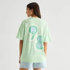 Arizona Womens Juniors Round Neck Short Sleeve Oversized Graphic T-Shirt