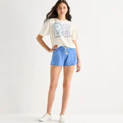 Arizona Womens Juniors Round Neck Short Sleeve Boxy Fit Graphic T-Shirt