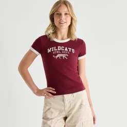 Arizona Womens Juniors Round Neck Short Sleeve Regular Fit Graphic T-Shirt