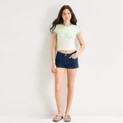 Arizona Womens Juniors Round Neck Short Sleeve Regular Fit Graphic T-Shirt