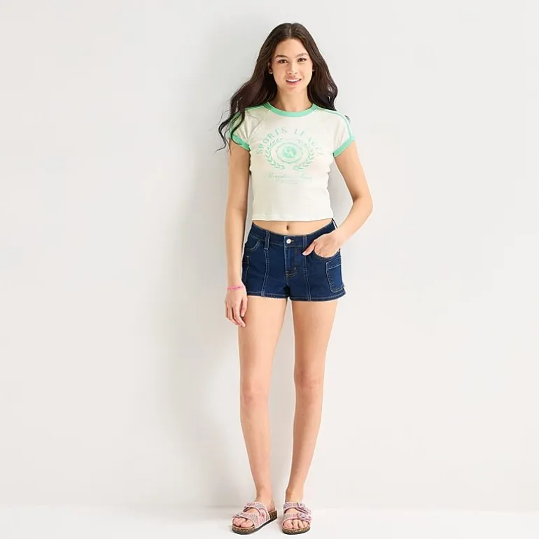 Arizona Womens Juniors Round Neck Short Sleeve Regular Fit Graphic T-Shirt