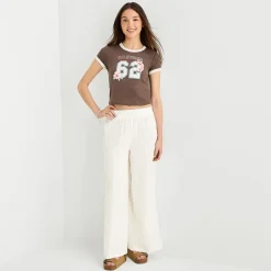 Arizona Womens Juniors Round Neck Short Sleeve Regular Fit Graphic T-Shirt