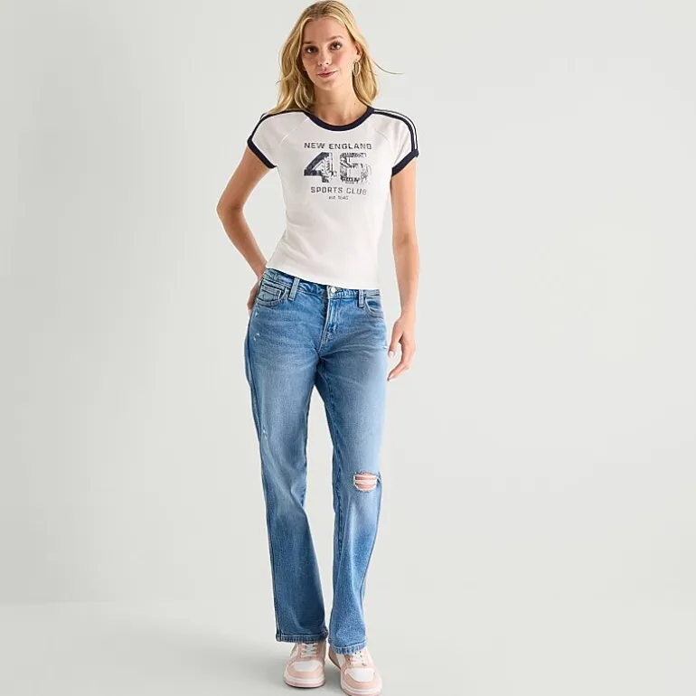 Arizona Womens Juniors Round Neck Short Sleeve Regular Fit Graphic T-Shirt