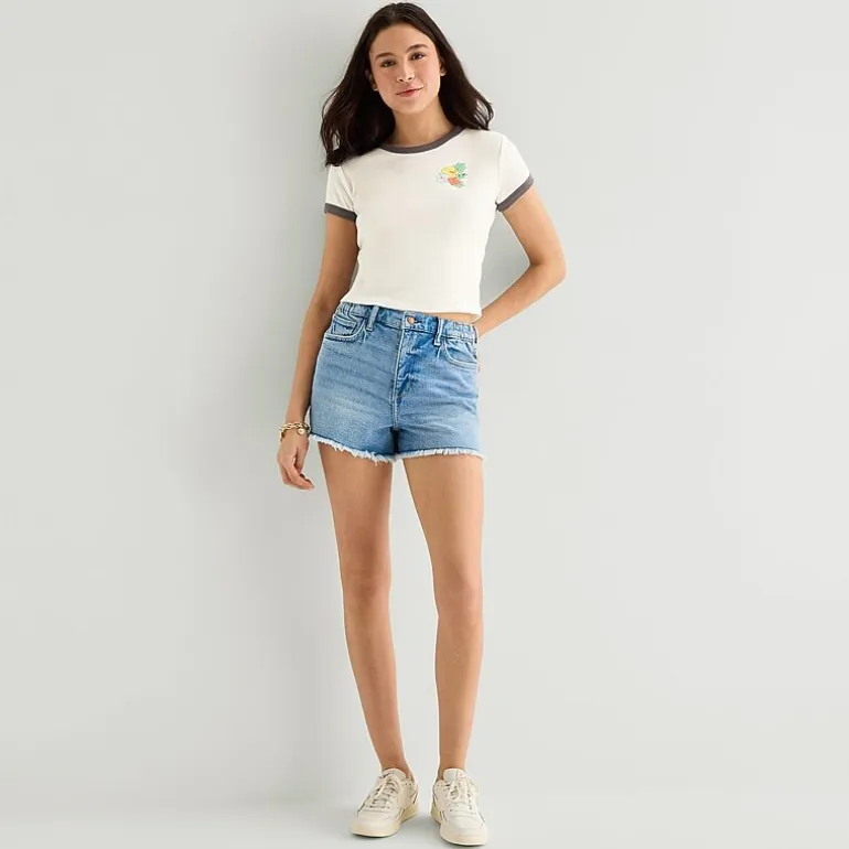 Arizona Womens Juniors Round Neck Short Sleeve Regular Fit Graphic T-Shirt