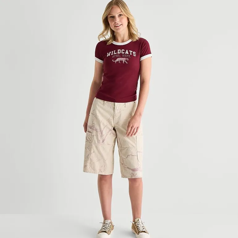 Arizona Womens Juniors Round Neck Short Sleeve Regular Fit Graphic T-Shirt