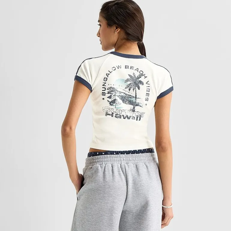 Arizona Womens Juniors Round Neck Short Sleeve Regular Fit Graphic T-Shirt