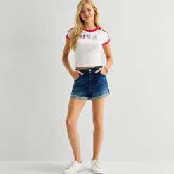 Arizona Womens Juniors Round Neck Short Sleeve Regular Fit Graphic T-Shirt