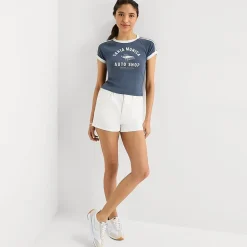 Arizona Womens Juniors Round Neck Short Sleeve Regular Fit Graphic T-Shirt