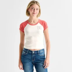 Arizona Womens Juniors Round Neck Short Sleeve Graphic T-Shirt