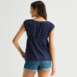 Arizona Womens Juniors Scoop Neck Short Sleeve Babydoll Top