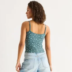 Arizona Womens Juniors Scoop Neck Sleeveless Tank Top