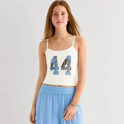 Arizona Womens Juniors Scoop Neck Sleeveless Tank Top