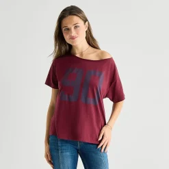 Arizona Womens Juniors Scoop Neck Short Sleeve Regular Fit Graphic T-Shirt