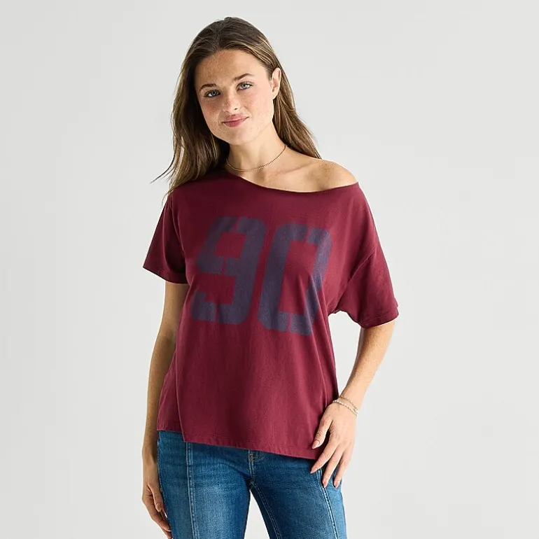 Arizona Womens Juniors Scoop Neck Short Sleeve Regular Fit Graphic T-Shirt