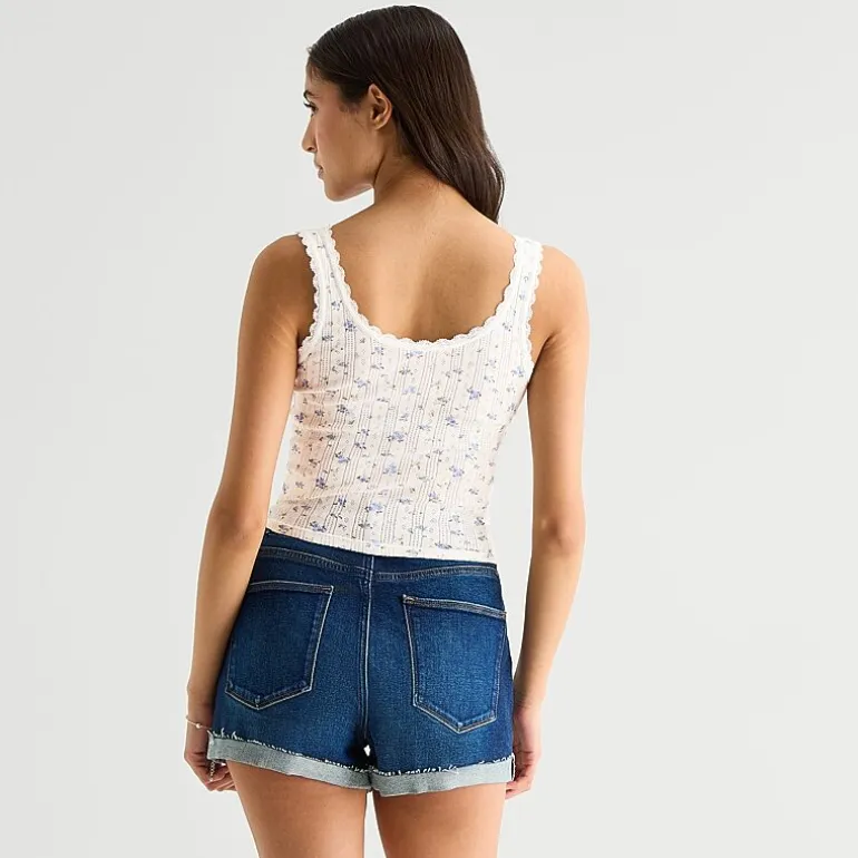 Arizona Womens Juniors Scoop Neck Sleeveless Tank Top