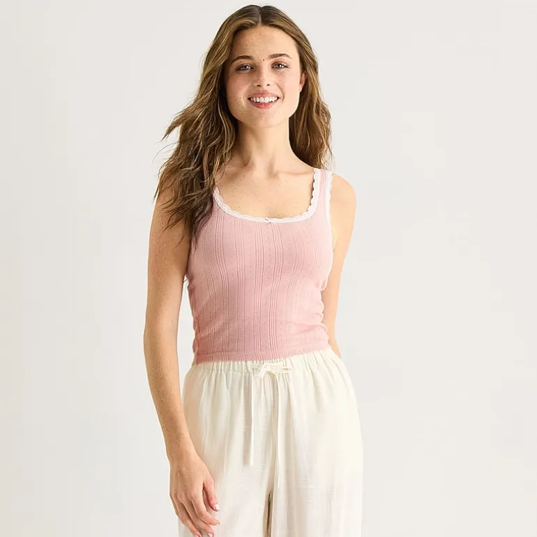 Arizona Womens Juniors Scoop Neck Sleeveless Tank Top