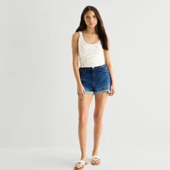 Arizona Womens Juniors Scoop Neck Sleeveless Tank Top