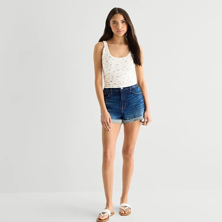 Arizona Womens Juniors Scoop Neck Sleeveless Tank Top