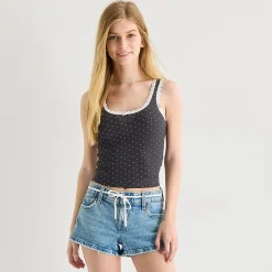 Arizona Womens Juniors Scoop Neck Sleeveless Tank Top