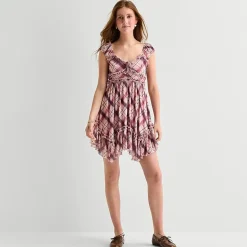 Arizona Womens Juniors Short Sleeve Babydoll Dress