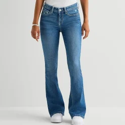 Arizona Womens Juniors Short Low Rise Bootcut Jean