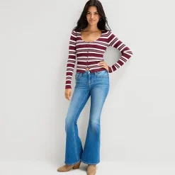 Arizona Womens Juniors Short Low Rise Flare Leg Jean