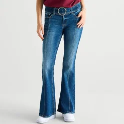Arizona Womens Juniors Short Low Rise Flare Leg Jean