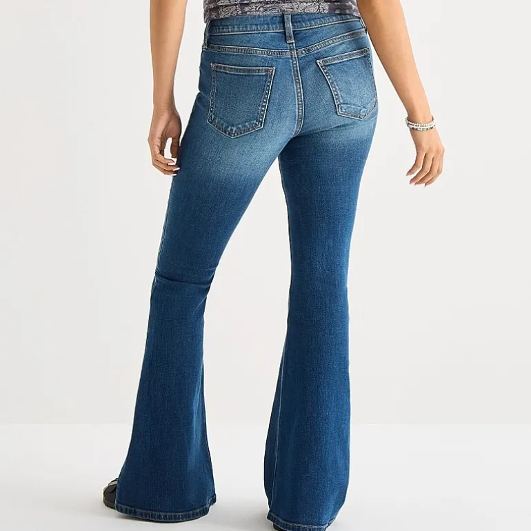 Arizona Womens Juniors Short Low Rise Flare Leg Jean