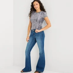 Arizona Womens Juniors Short Low Rise Flare Leg Jean