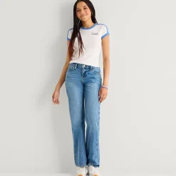 Arizona Womens Juniors Short Low Rise Straight Leg Jean