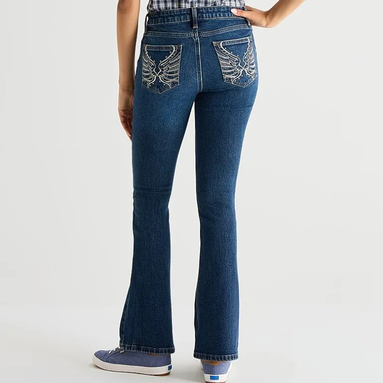 Arizona Womens Juniors Short Low Rise Bootcut Jean