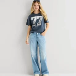 Arizona Womens Juniors Short Low Rise Baggy Fit Jean