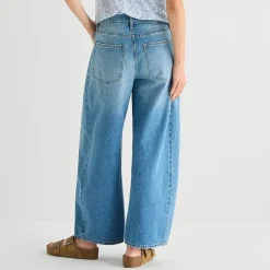 Arizona Womens Juniors Short Low Rise Baggy Fit Barrel Jean