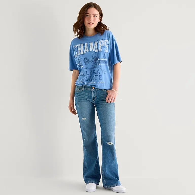 Arizona Womens Juniors Short Low Rise Bootcut Jean