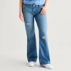 Arizona Womens Juniors Short Low Rise Bootcut Jean